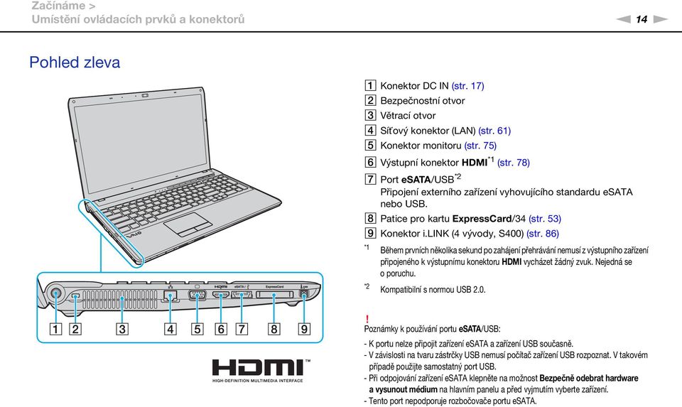lik (4 vývody, S400) (str. 86) *1 Během prvních několika sekund po zahájení přehrávání nemusí z výstupního zařízení připojeného k výstupnímu konektoru HDMI vycházet žádný zvuk. ejedná se oporuchu.