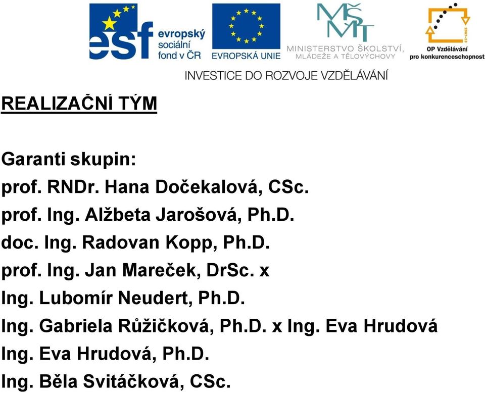 x Ing. Lubomír Neudert, Ph.D. Ing. Gabriela Růžičková, Ph.D. x Ing.