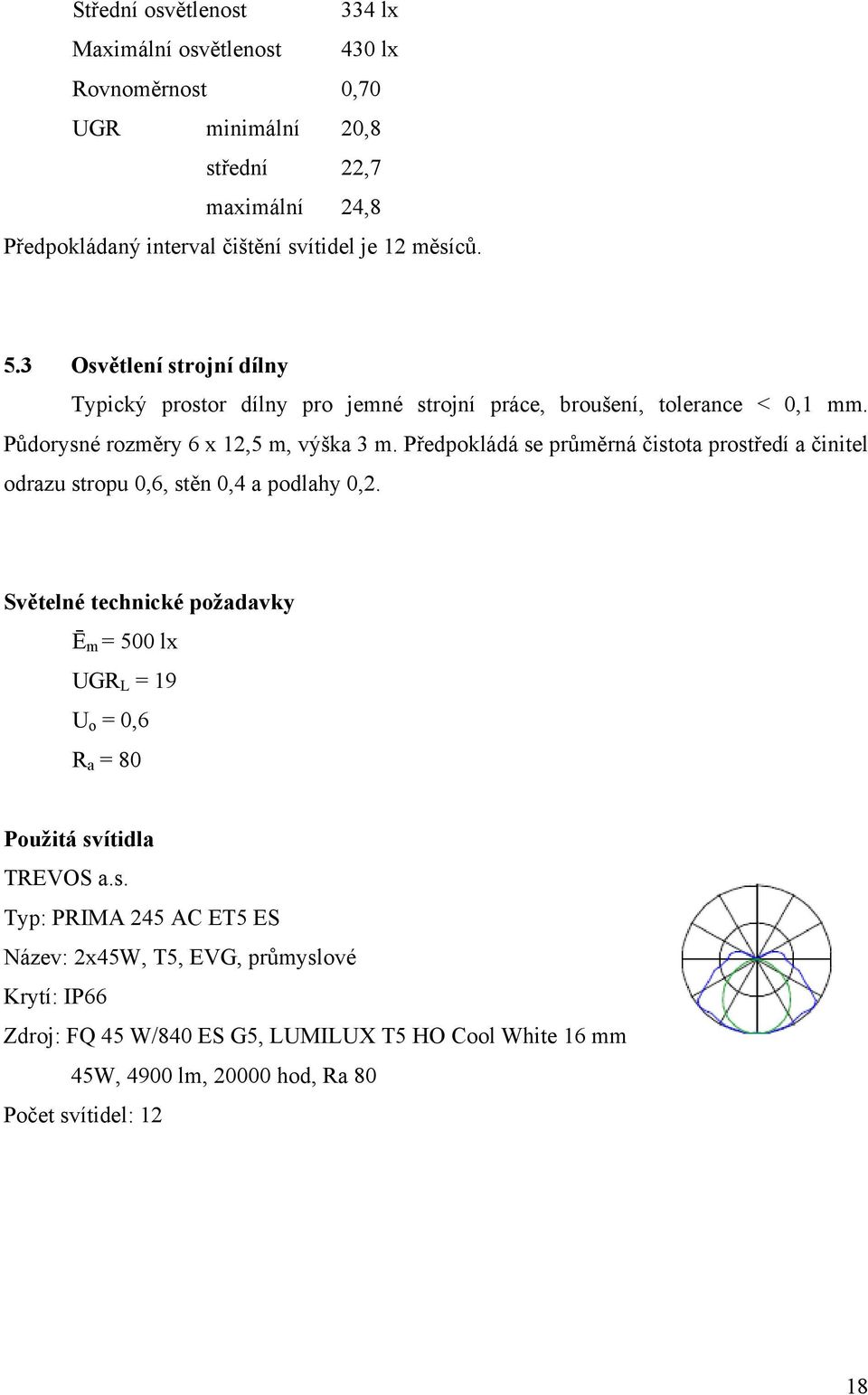 Předpokládá se průměrná čistota prostředí a činitel odrazu stropu 0,6, stěn 0,4 a podlahy 0,2.