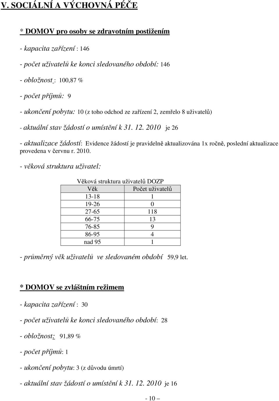 2010 je 26 - aktualizace žádostí: Evidence žádostí je pravidelně aktualizována 1x ročně, poslední aktualizace provedena v červnu r. 2010.