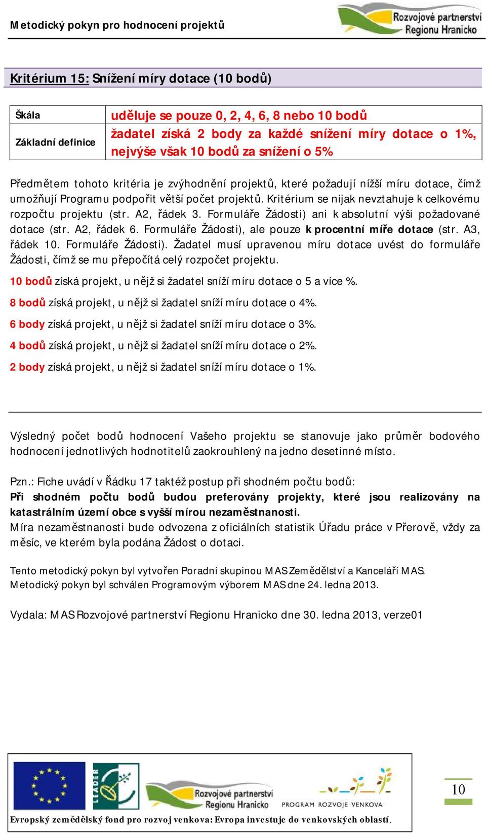 Formuláře Žádosti) ani k absolutní výši požadované dotace (str. A2, řádek 6. Formuláře Žádosti),