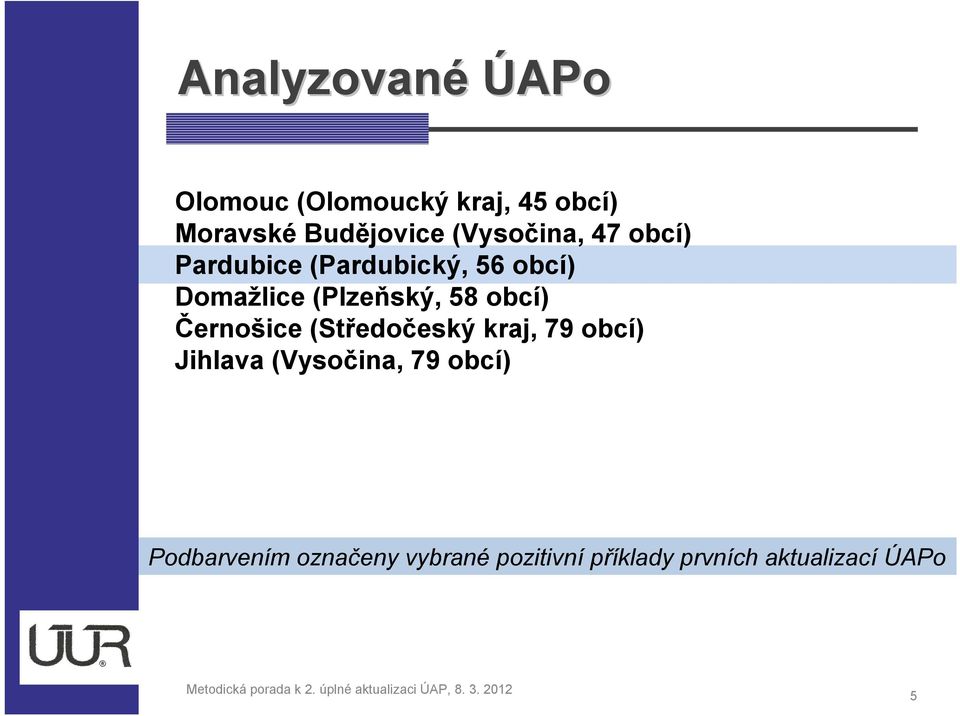 (Středočeský kraj, 79 obcí) Jihlava (Vysočina, 79 obcí) Podbarvením označeny vybrané