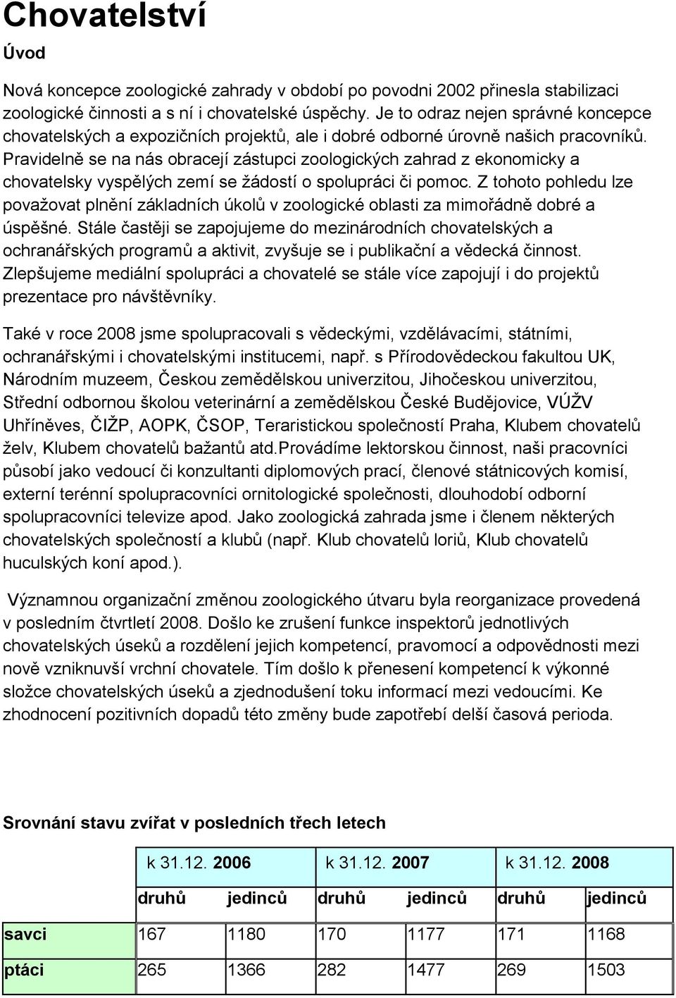 Pravidelně se na nás obracejí zástupci zoologických zahrad z ekonomicky a chovatelsky vyspělých zemí se žádostí o spolupráci či pomoc.