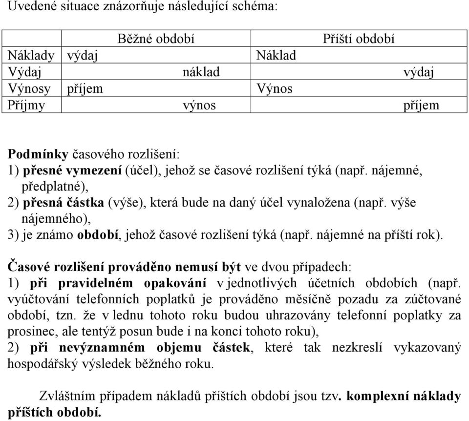 výše nájemného), 3) je známo období, jehož časové rozlišení týká (např. nájemné na příští rok).