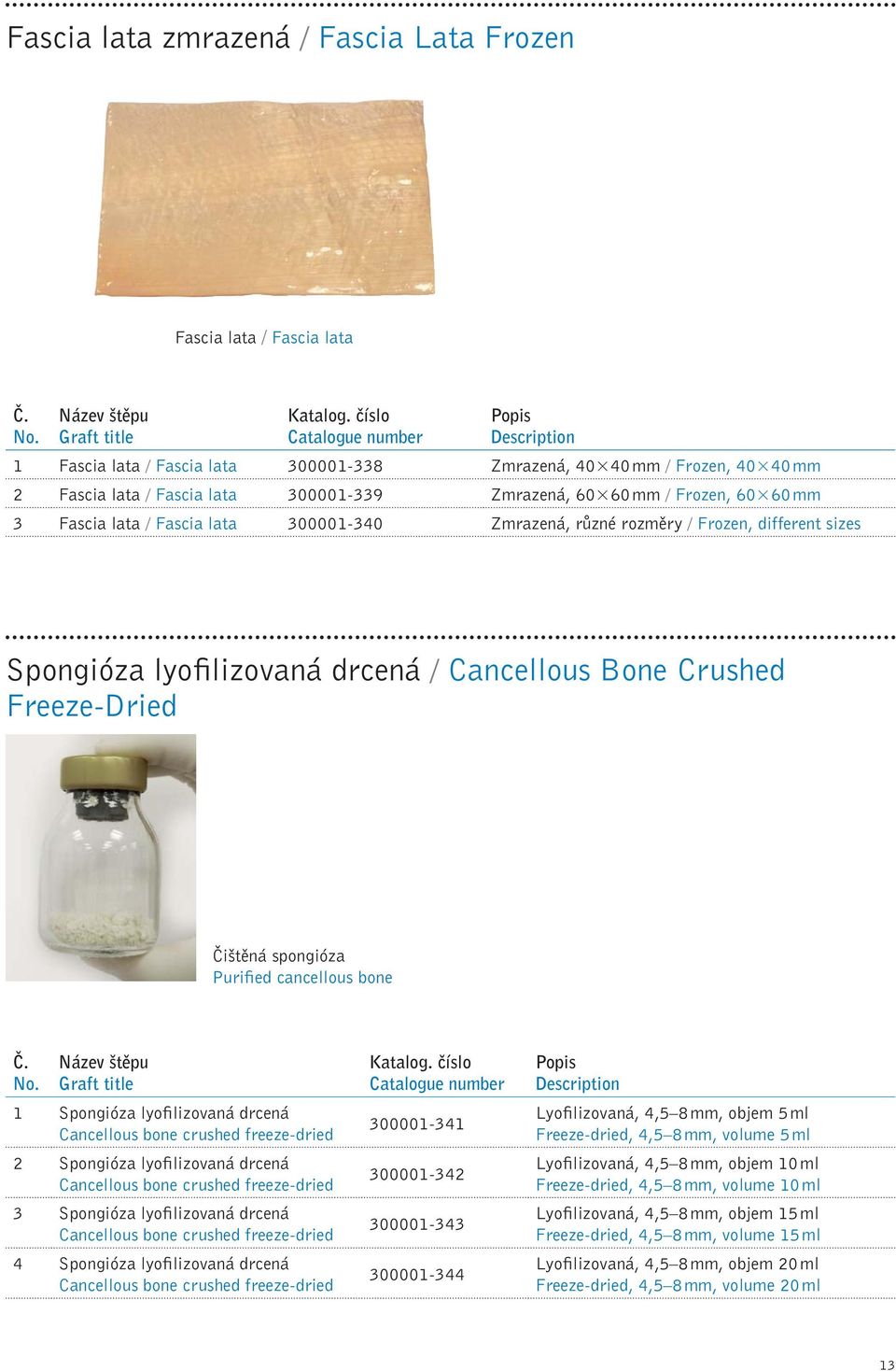 Purified cancellous bone 1 Spongióza lyofilizovaná drcená Cancellous bone crushed freeze-dried 2 Spongióza lyofilizovaná drcená Cancellous bone crushed freeze-dried 3 Spongióza lyofilizovaná drcená