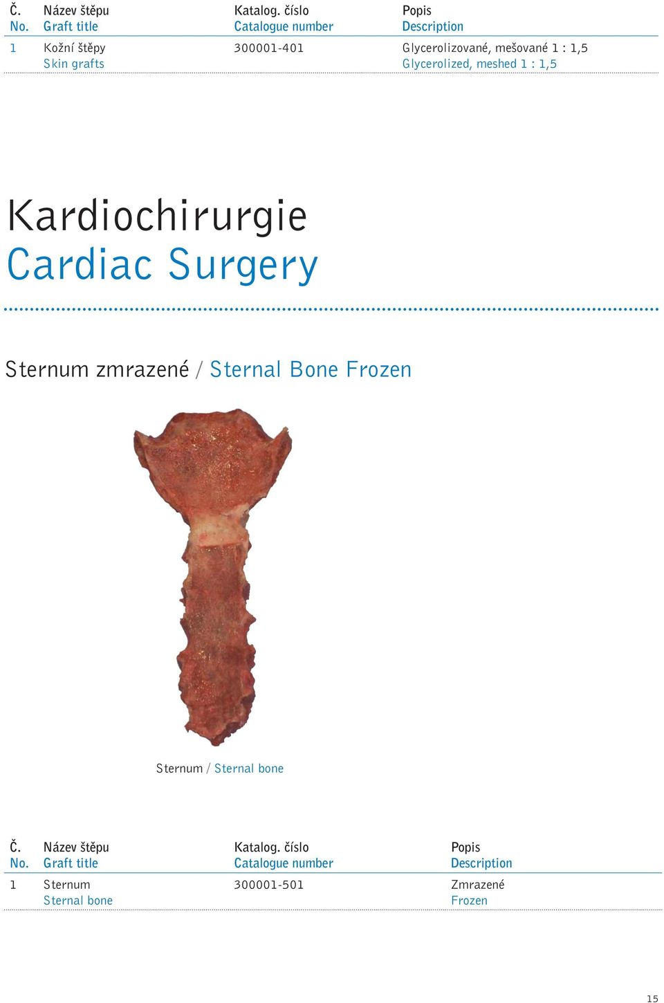Cardiac Surgery Sternum zmrazené / Sternal Bone Frozen