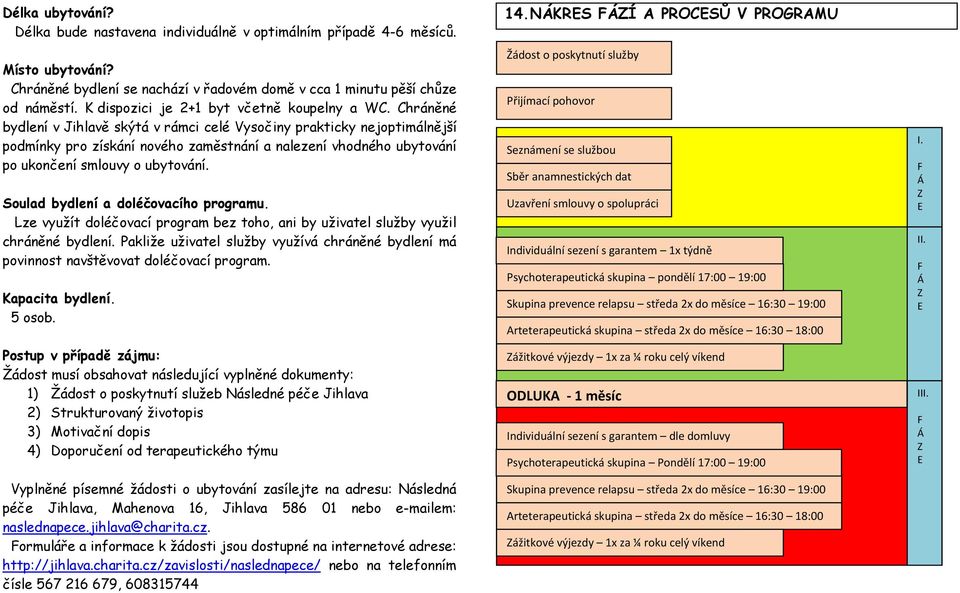 Chráněné bydlení v Jihlavě skýtá v rámci celé Vysočiny prakticky nejoptimálnější podmínky pro získání nového zaměstnání a nalezení vhodného ubytování po ukončení smlouvy o ubytování.