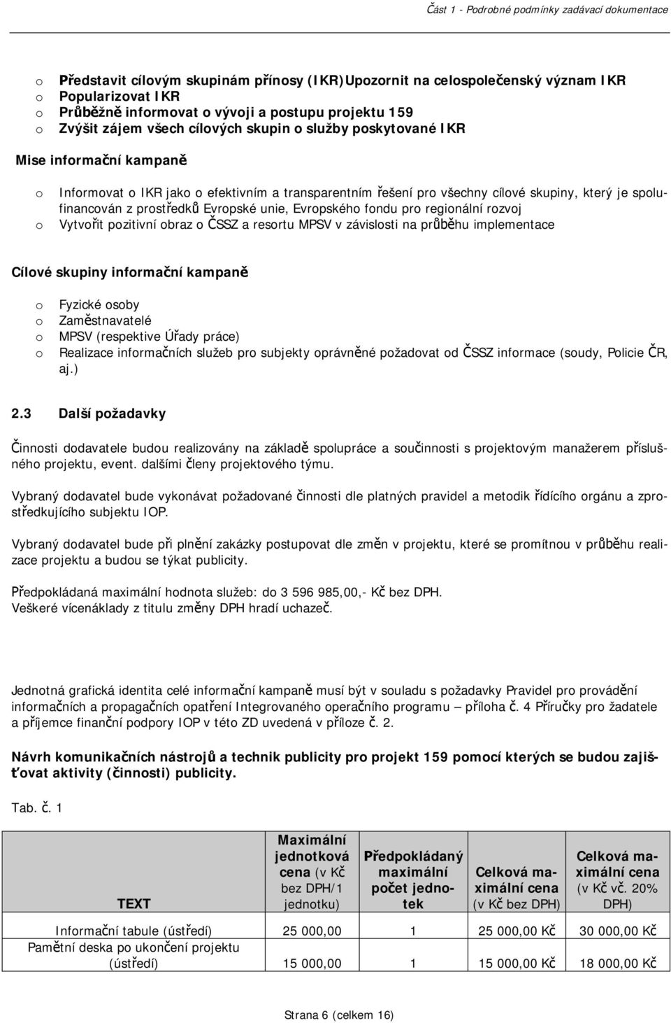 regionální rozvoj Vytvoit pozitivní obraz o SSZ a resortu MPSV v závislosti na prhu implementace Cílové skupiny informaní kampan o o o o Fyzické osoby Zamstnavatelé MPSV (respektive Úady práce)