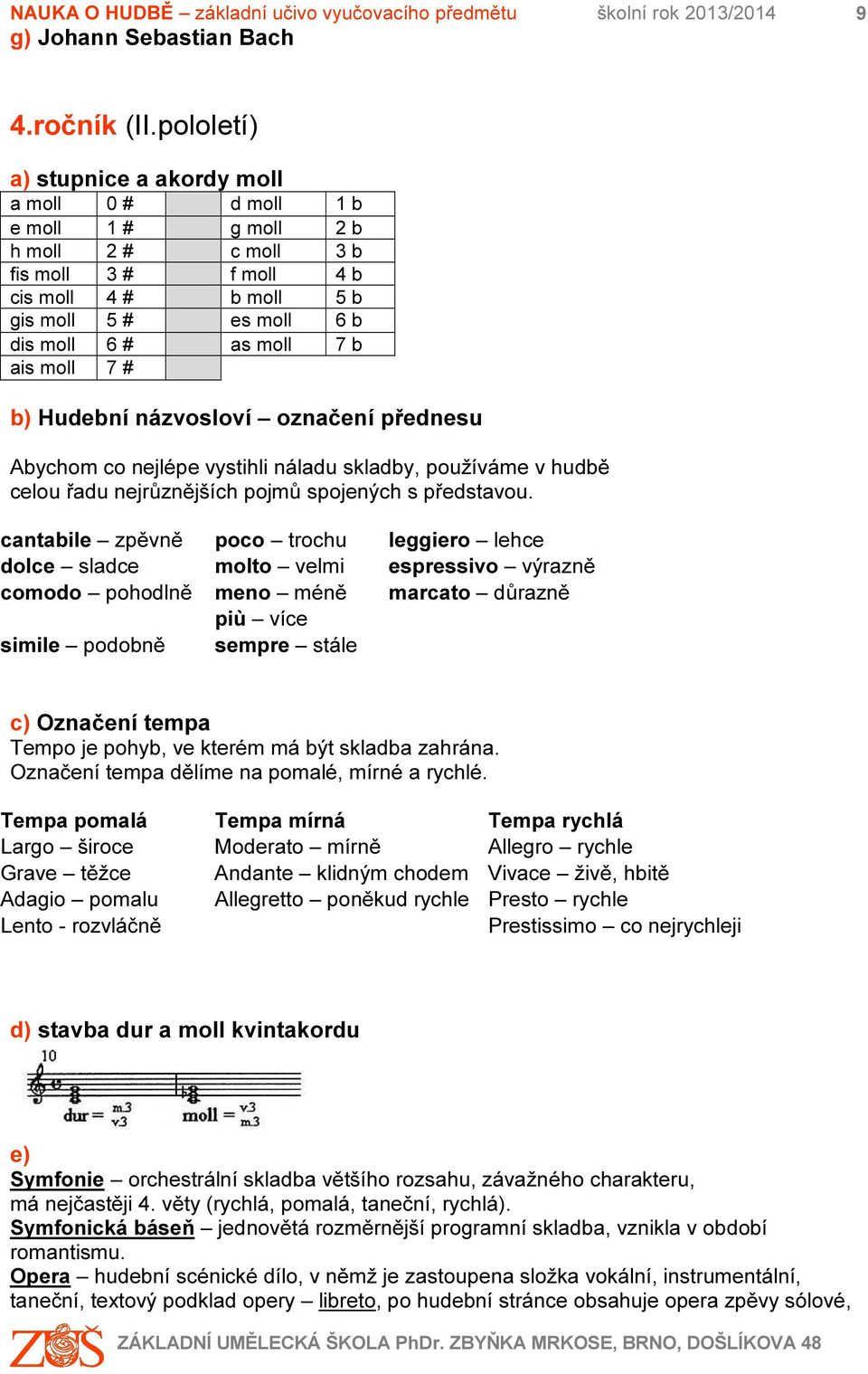 ais moll 7 # b) Hudební názvosloví označení přednesu Abychom co nejlépe vystihli náladu skladby, používáme v hudbě celou řadu nejrůznějších pojmů spojených s představou.