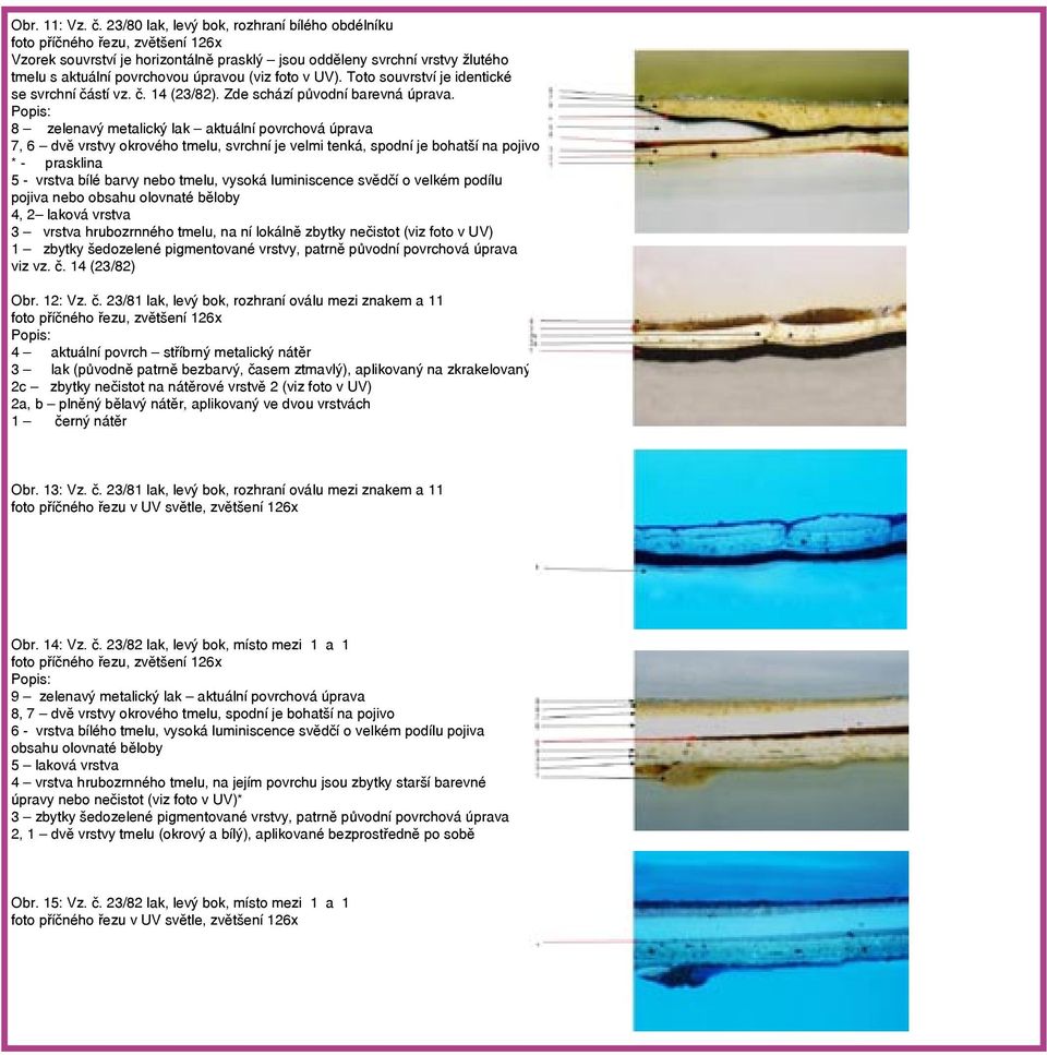 foto v UV). Toto souvrství je identické se svrchní částí vz. č. 14 (23/82). Zde schází původní barevná úprava.