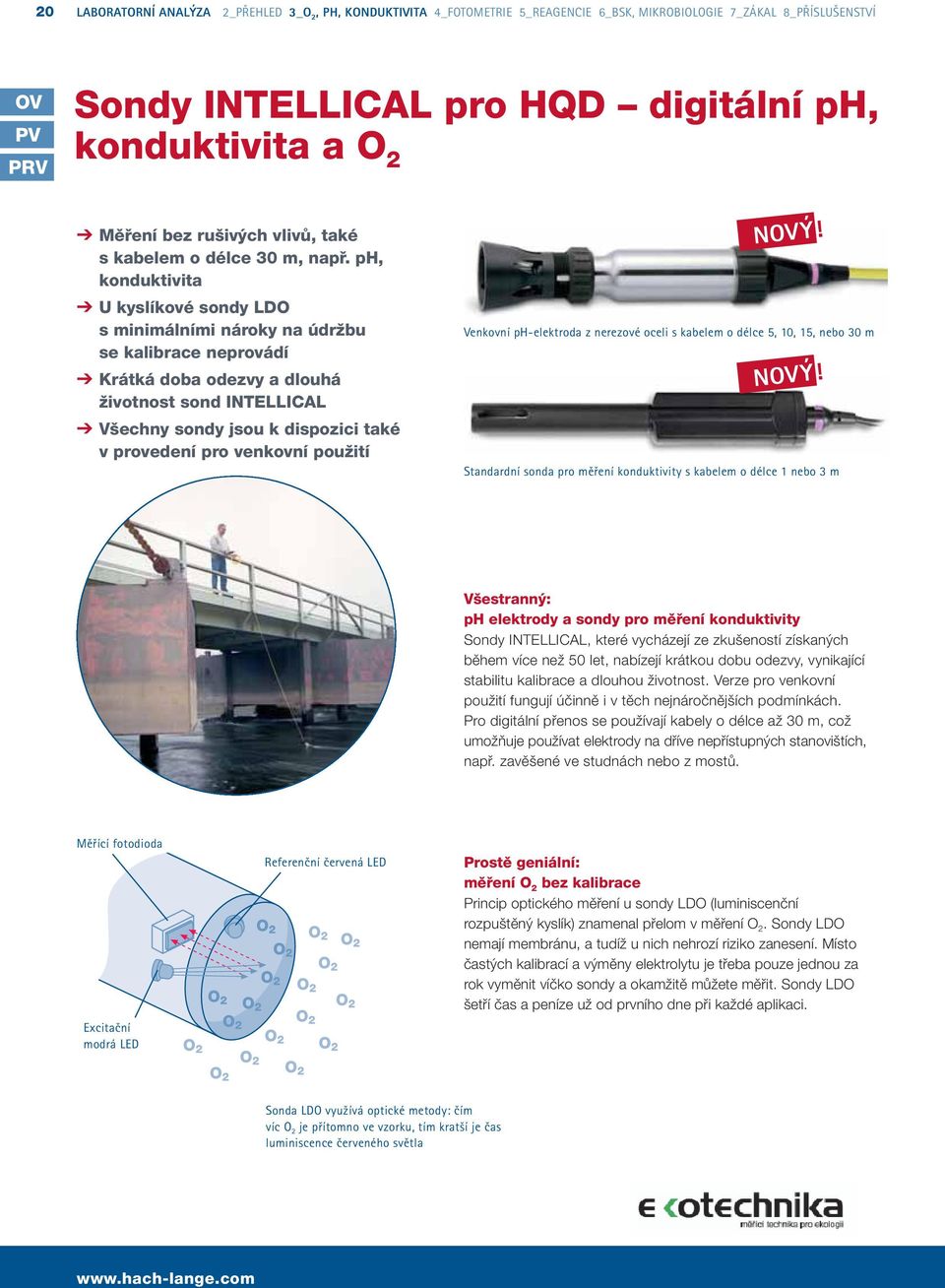 venkovní použití Venkovní ph-elektroda z nerezové oceli s kabelem o délce 5, 10, 15, nebo 0 m Standardní sonda pro měření konduktivity s kabelem o délce 1 nebo m Všestranný: ph elektrody a sondy pro