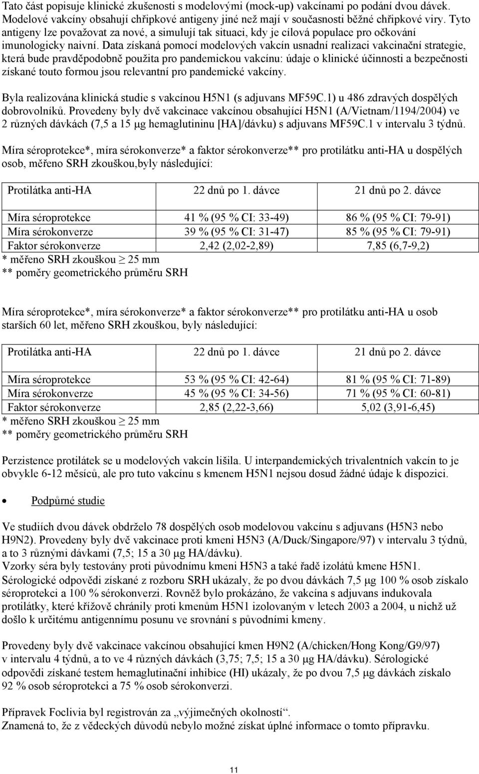 Data získaná pomocí modelových vakcín usnadní realizaci vakcinační strategie, která bude pravděpodobně použita pro pandemickou vakcínu: údaje o klinické účinnosti a bezpečnosti získané touto formou