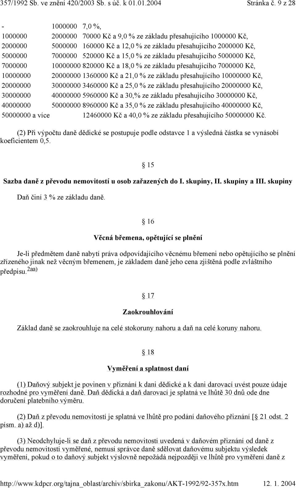 základu přesahujícího 5000000 Kč, 7000000 10000000 820000 Kča 18,0 % ze základu přesahujícího 7000000 Kč, 10000000 20000000 1360000 Kča 21,0 % ze základu přesahujícího 10000000 Kč, 20000000 30000000