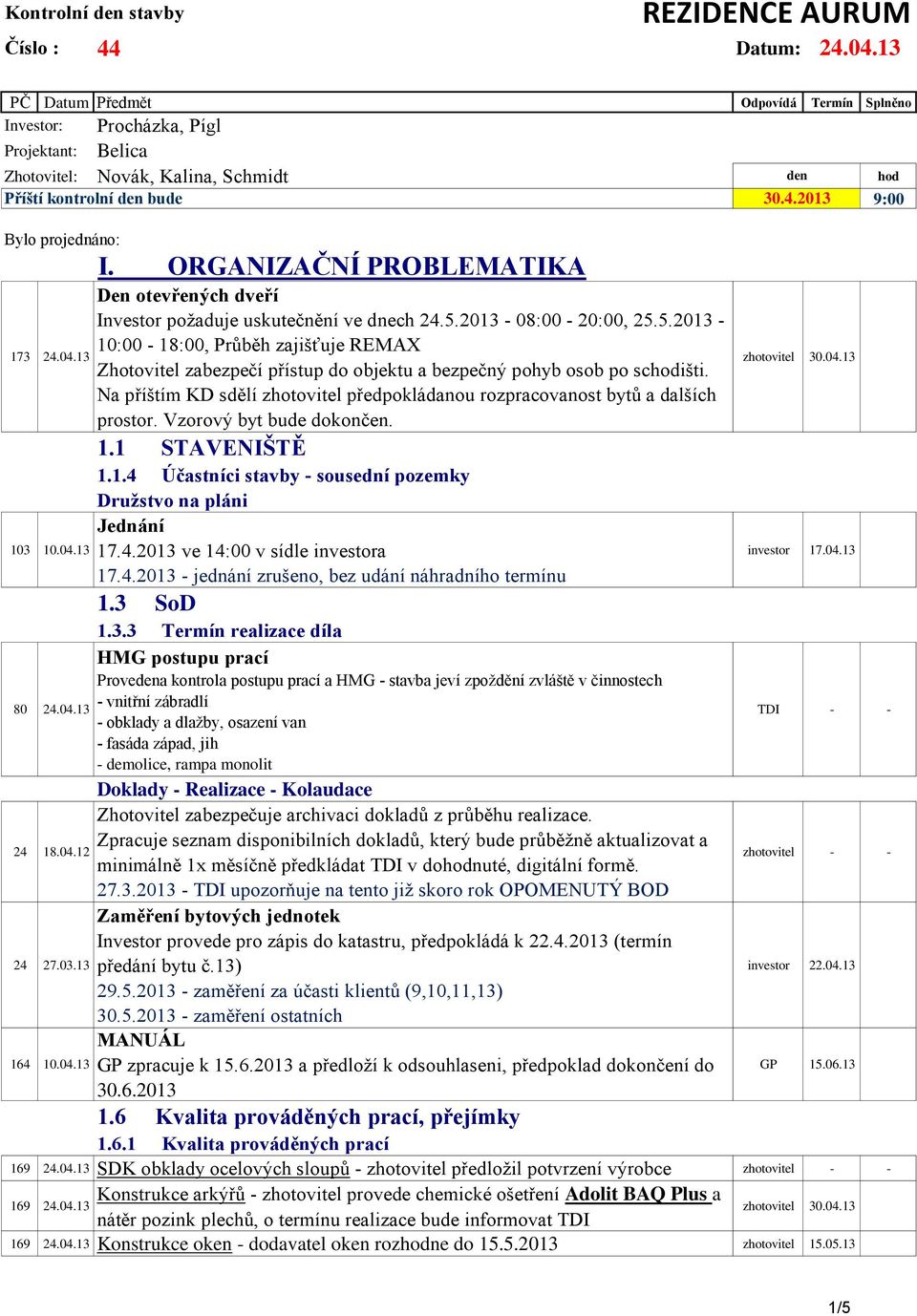 2013-08:00-20:00, 25.5.2013-10:00-18:00, Průběh zajišťuje REMAX Zhotovitel zabezpečí přístup do objektu a bezpečný pohyb osob po schodišti.