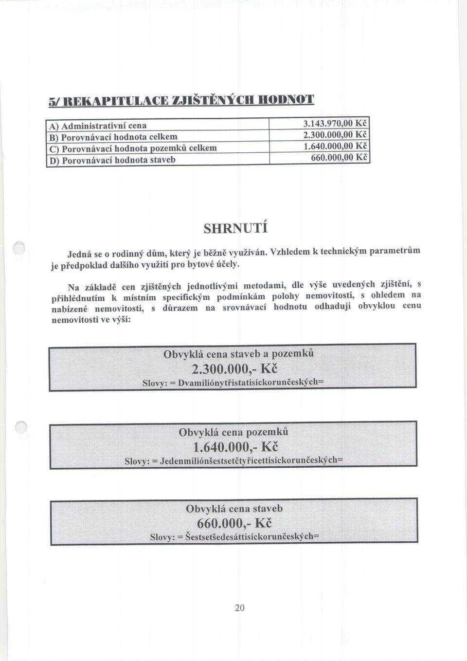 Na zriktade cen zji5t[nych jednotliw-i metodami, dle vy5e uvedenych zji5tdni' s piihl6dnutfm k mistnim specific\im podmink6m polohy nemovitosti, s ohledem na nabizen6 nemovitosti, s dfira zem na