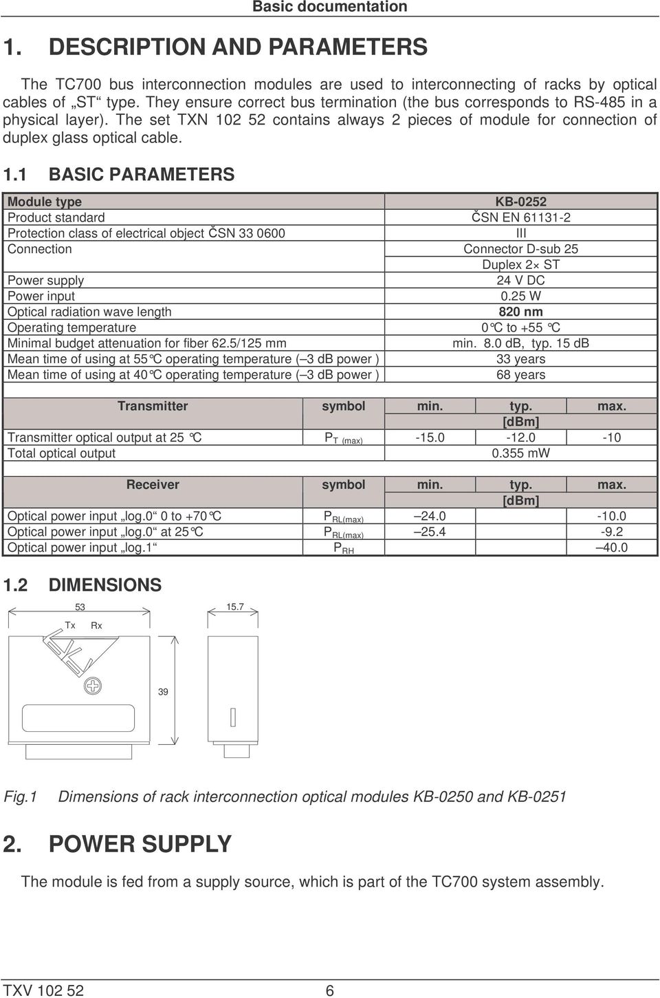 2 52 contains always 2 pieces of module for connection of duplex glass optical cable. 1.