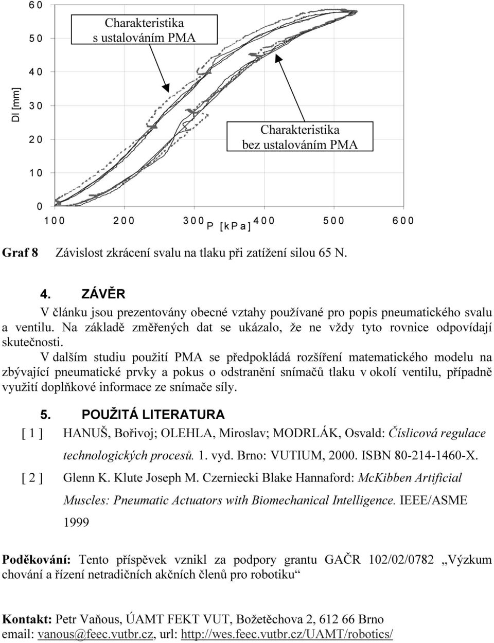 V dalším tudiu použití MA e předpoládá rozšíření matematicého modelu na zbývající pneumaticé prvy a pou o odtranění nímačů tlau v oolí ventilu, případně využití doplňové informace ze nímače íly. 5.