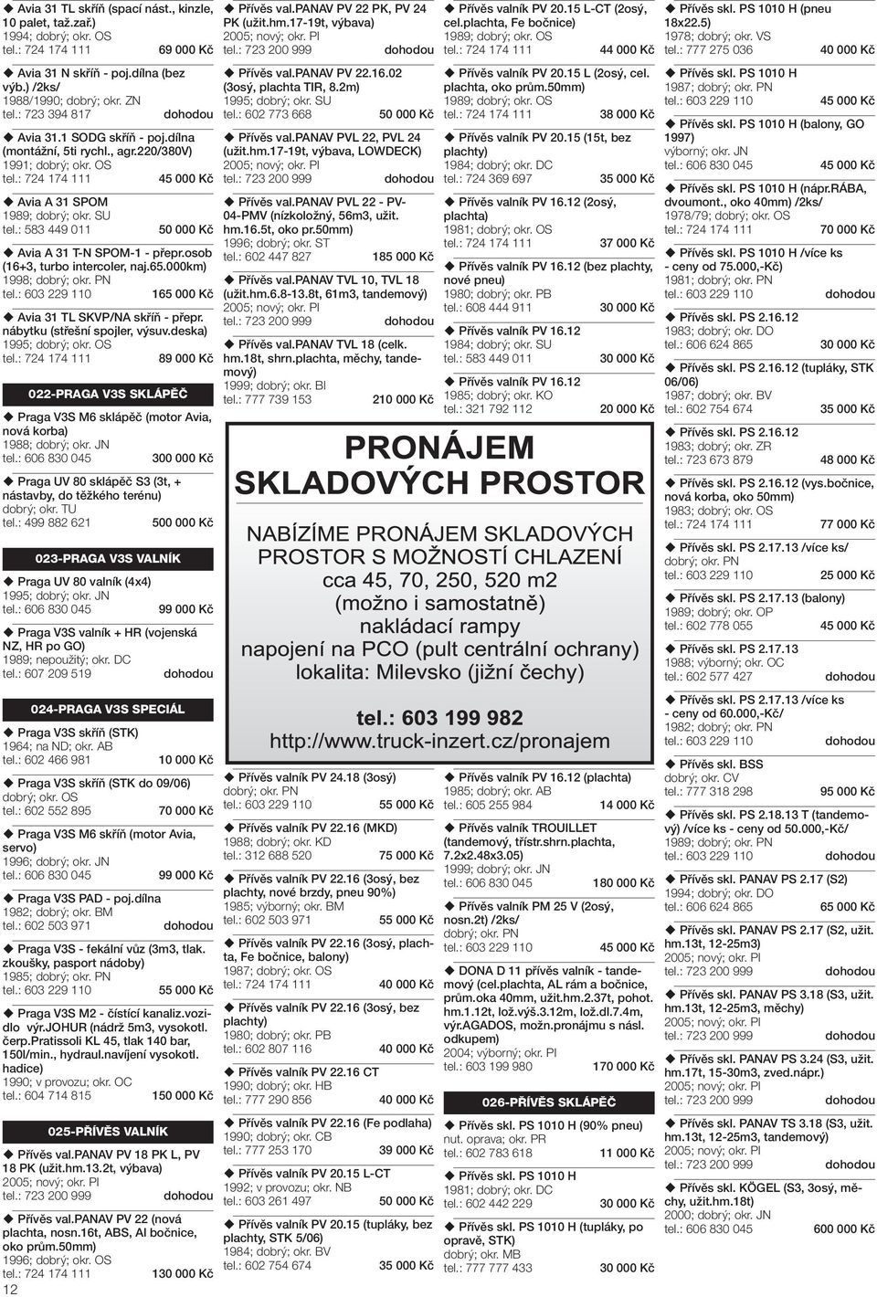 65.000km) 1998; 165 000 Kč Avia 31 TL SKVP/NA skříň - přepr. nábytku (střešní spojler, výsuv.deska) 1995; dobrý; okr.