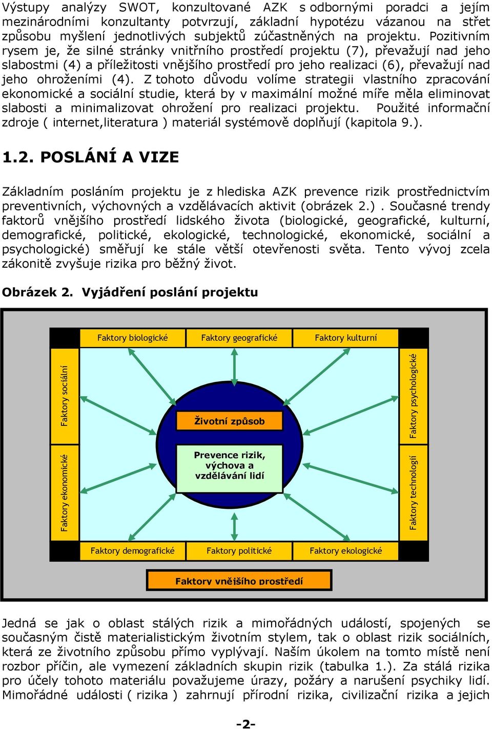 Pozitivním rysem je, že silné stránky vnitřního prostředí projektu (7), převažují nad jeho slabostmi (4) a příležitosti vnějšího prostředí pro jeho realizaci (6), převažují nad jeho ohroženími (4).