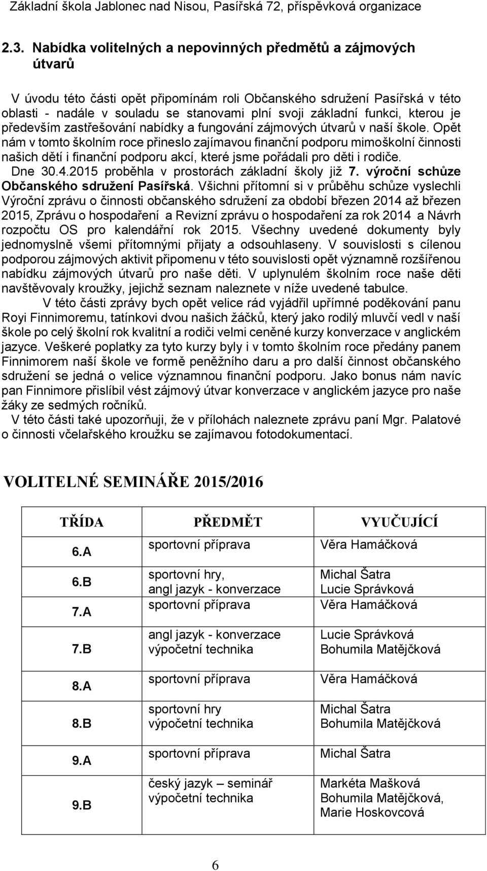 Opět nám v tomto školním roce přineslo zajímavou finanční podporu mimoškolní činnosti našich dětí i finanční podporu akcí, které jsme pořádali pro děti i rodiče. Dne 30.4.