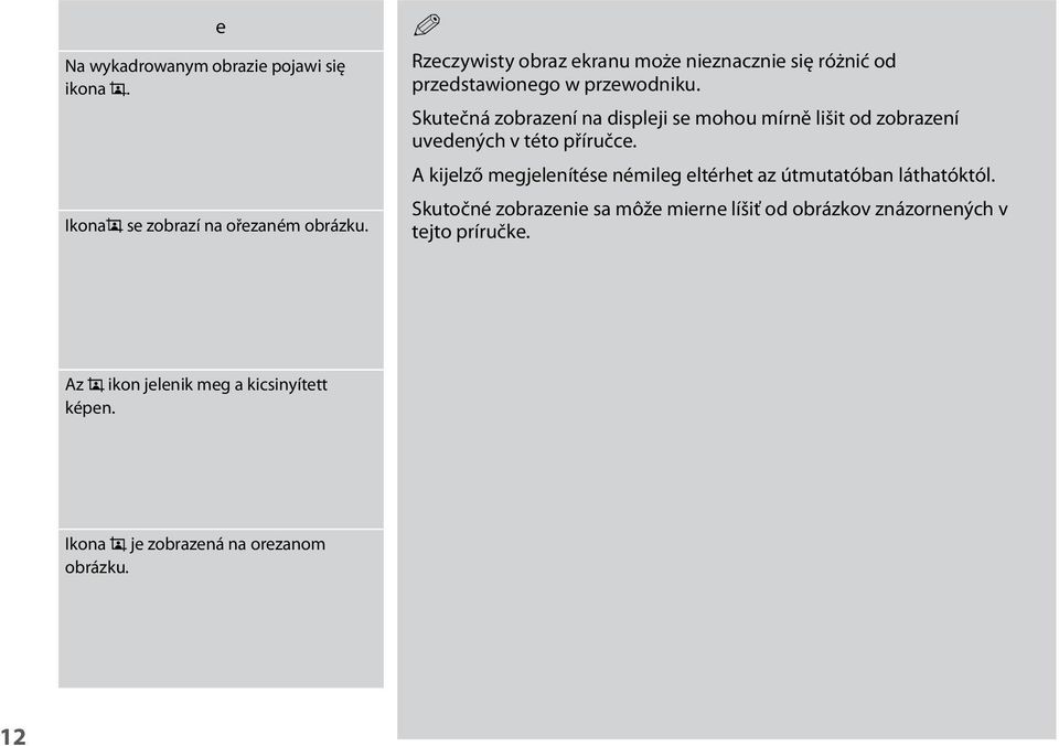 Skutečná zobrazení na displeji se mohou mírně lišit od zobrazení uvedených v této příručce.