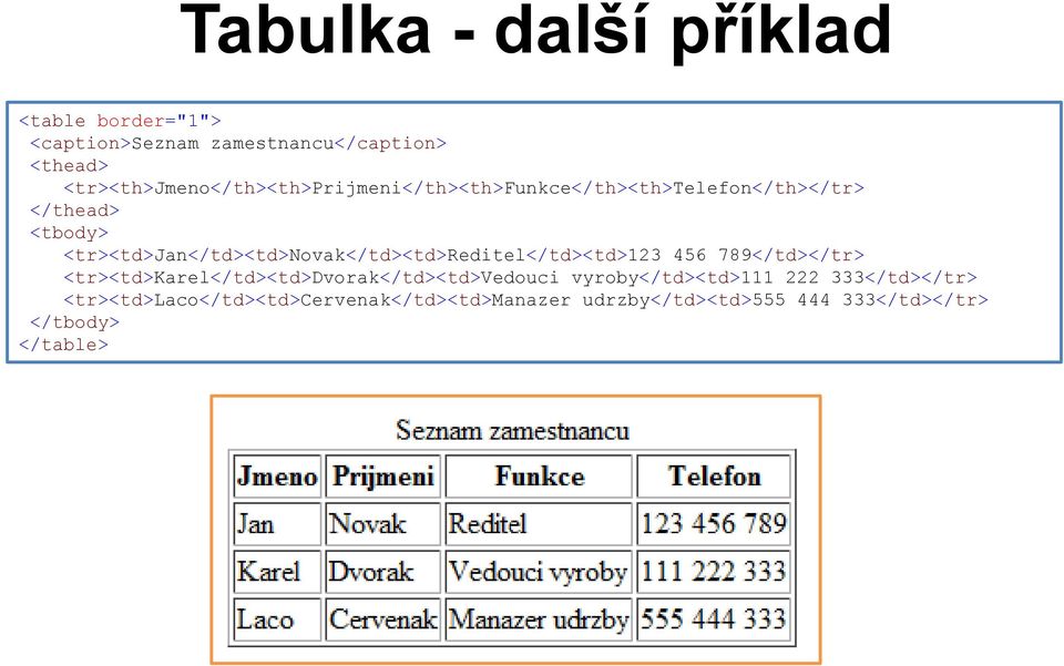 <tr><td>jan</td><td>novak</td><td>reditel</td><td>123 456 789</td></tr>