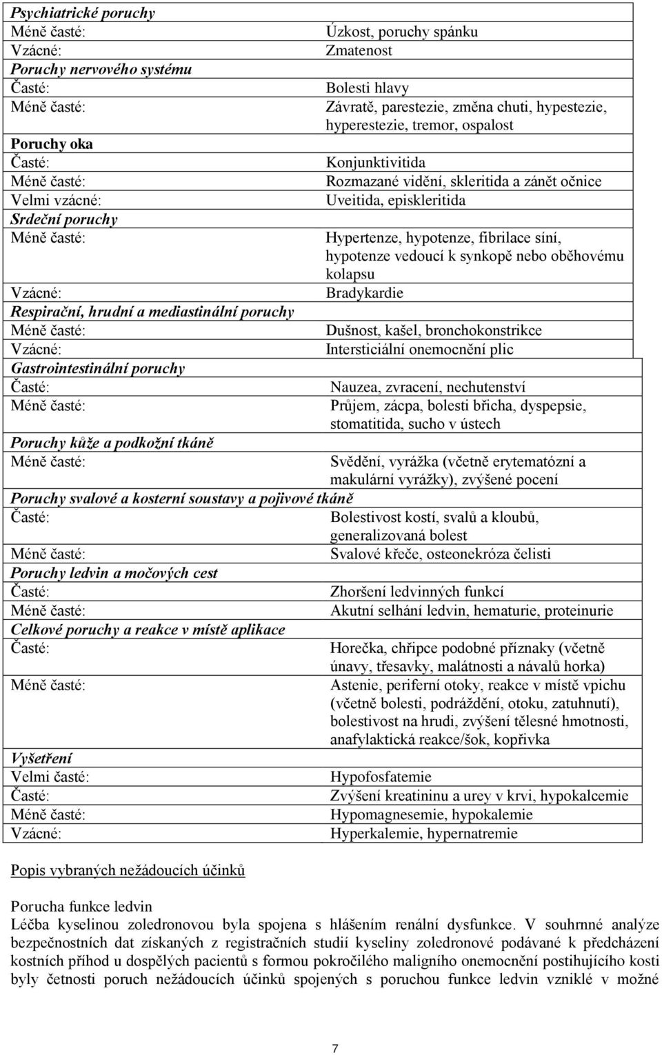 Uveitida, episkleritida Hypertenze, hypotenze, fibrilace síní, hypotenze vedoucí k synkopě nebo oběhovému kolapsu Bradykardie Dušnost, kašel, bronchokonstrikce Intersticiální onemocnění plic Nauzea,