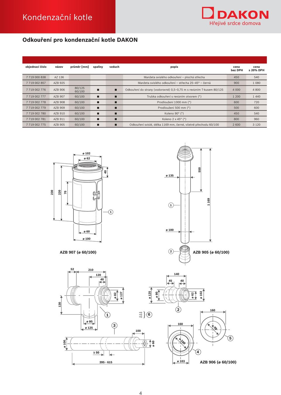 AZB 908 0/00 Prodloužení 000 mm (*) 00 70 7 79 00 779 AZB 909 0/00 Prodloužení 00 mm (*) 00 00 7 79 00 780 AZB 90 0/00 Koleno 90 (*) 40 40 7 79 00 78 AZB 9 0/00 Koleno x 4 (*) 800 90 7 79 00 77 AZB