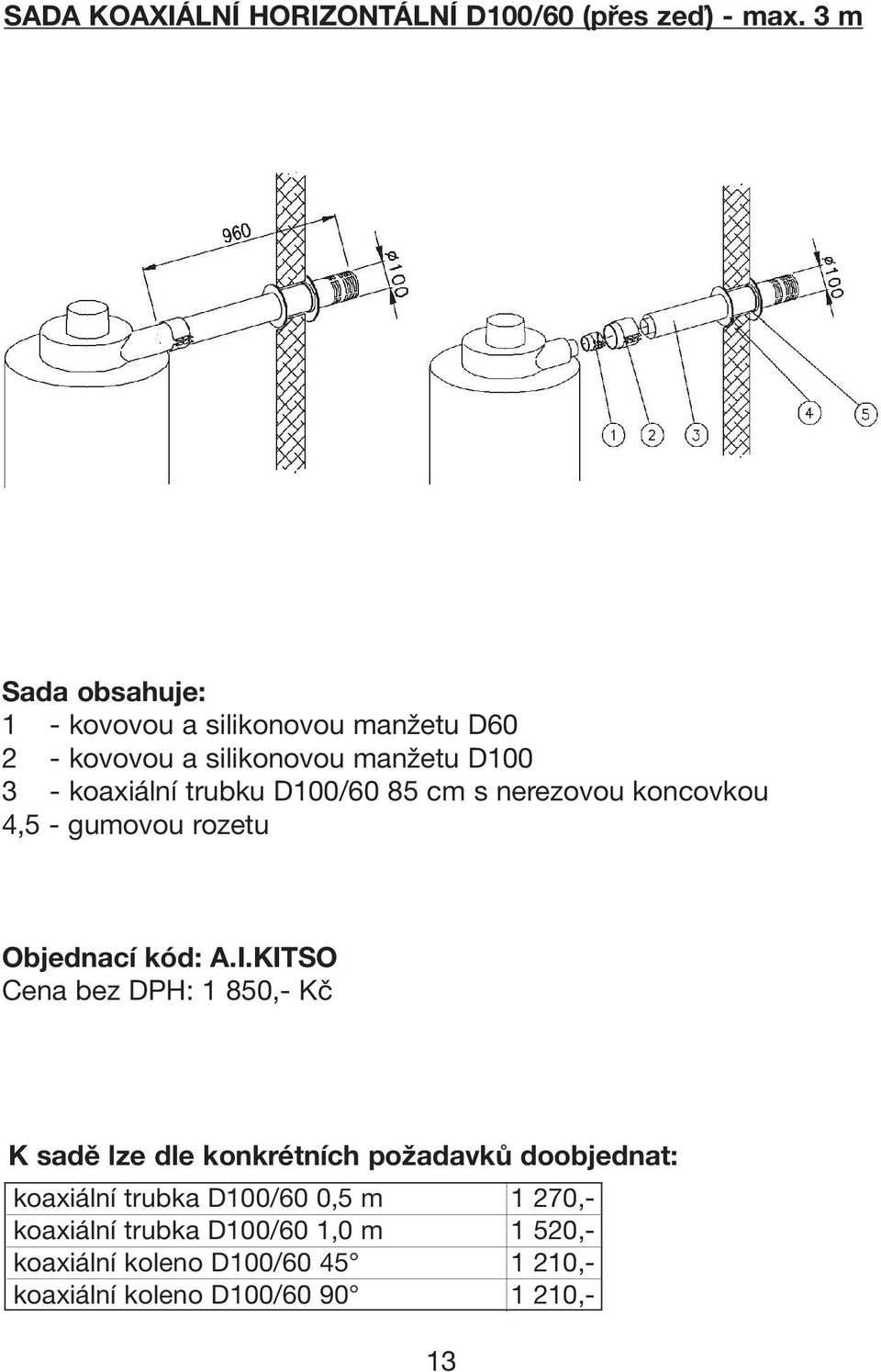 s nerezovou koncovkou 4,5 - gumovou rozetu Objednací kód: A.I.