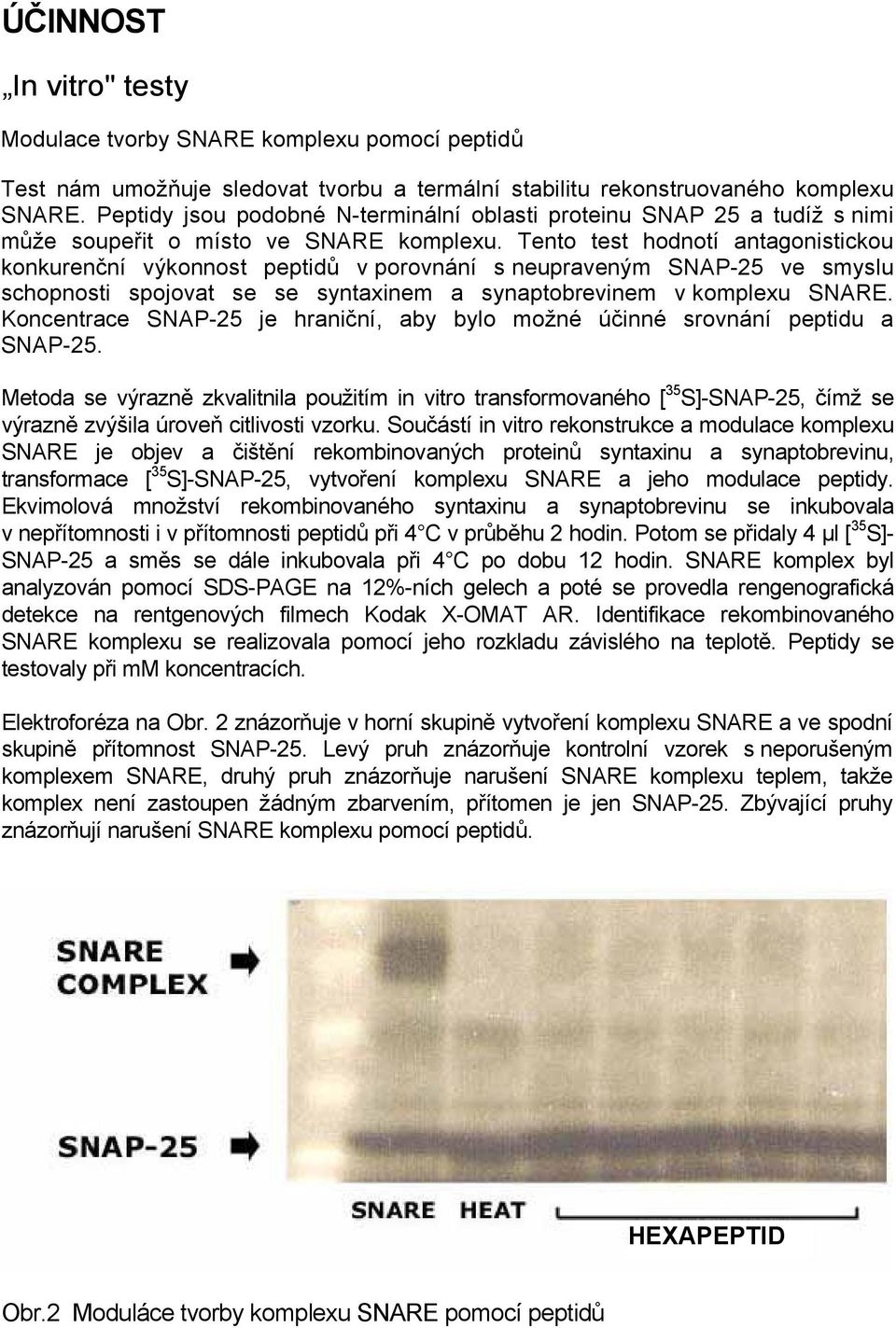 Tento test hodnotí antagonistickou konkurenční výkonnost peptidů v porovnání s neupraveným SNAP-25 ve smyslu schopnosti spojovat se se syntaxinem a synaptobrevinem v komplexu SNARE.