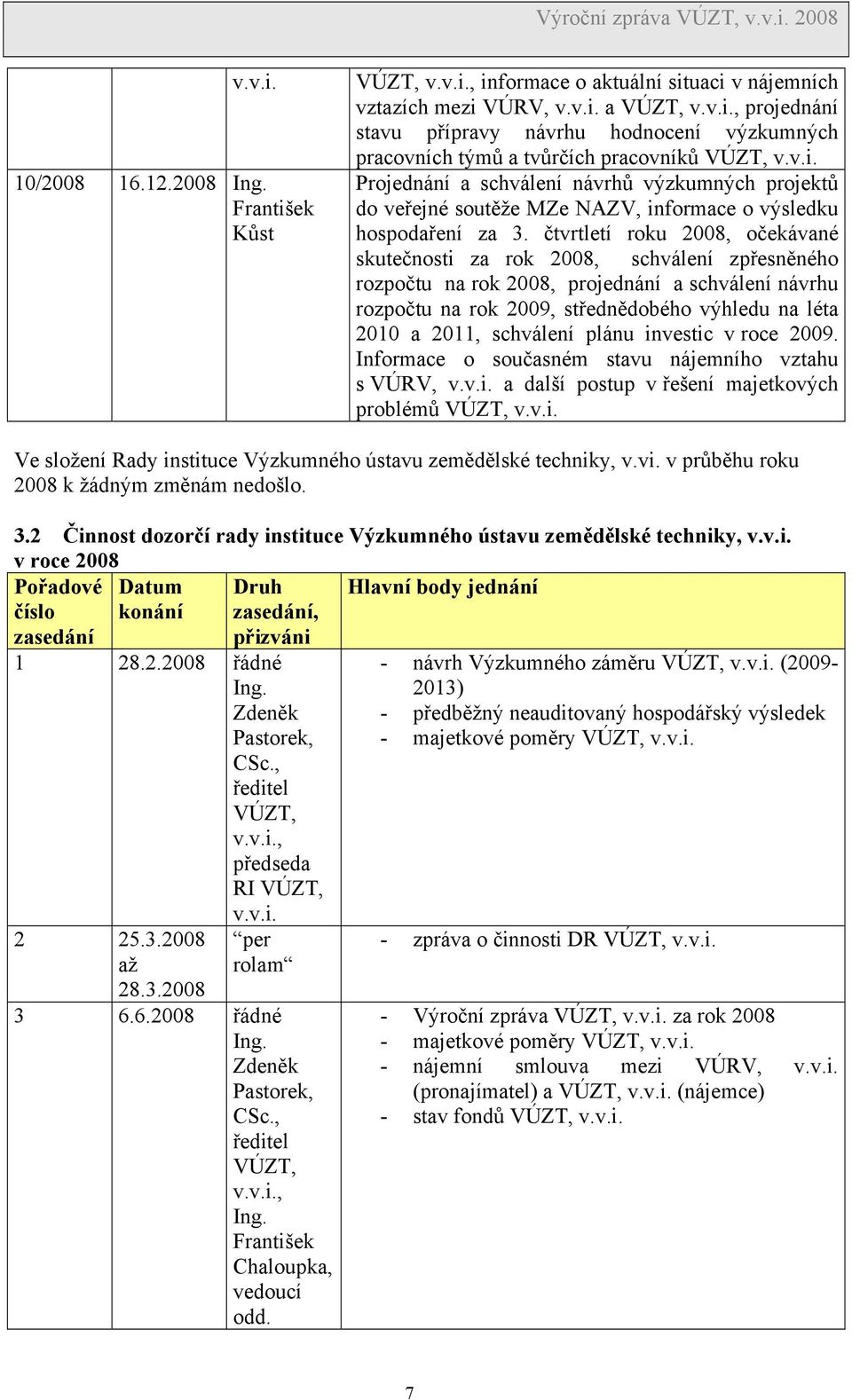 čtvrtletí roku 2008, očekávané skutečnosti za rok 2008, schválení zpřesněného rozpočtu na rok 2008, projednání a schválení návrhu rozpočtu na rok 2009, střednědobého výhledu na léta 2010 a 2011,