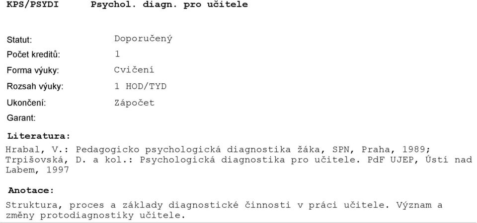 a kol.: Psychologická diagnostika pro učitele.