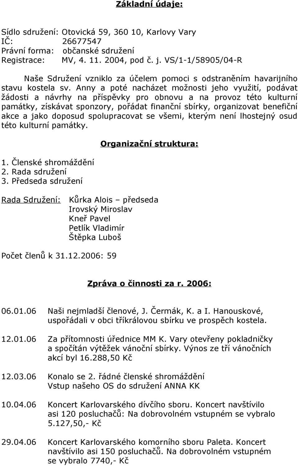 Anny a poté nacházet možnosti jeho využití, podávat žádosti a návrhy na příspěvky pro obnovu a na provoz této kulturní památky, získávat sponzory, pořádat finanční sbírky, organizovat benefiční akce