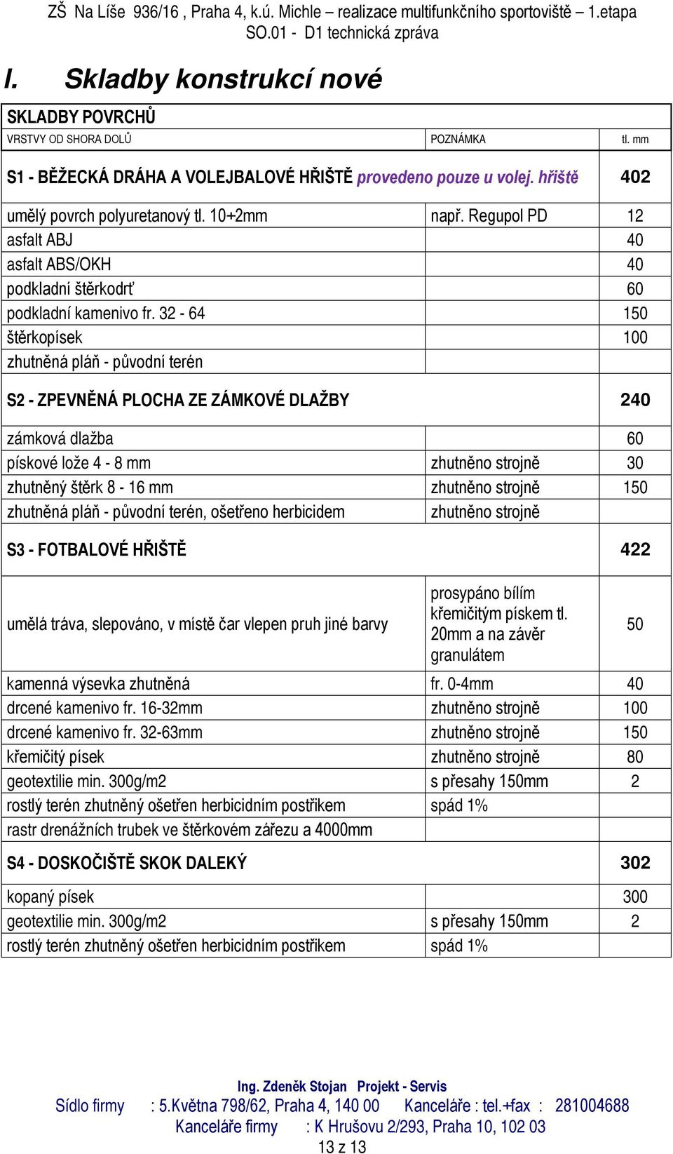 32-64 150 štěrkopísek 100 zhutněná pláň - původní terén S2 - ZPEVNĚNÁ PLOCHA ZE ZÁMKOVÉ DLAŽBY 240 zámková dlažba 60 pískové lože 4-8 mm zhutněno strojně 30 zhutněný štěrk 8-16 mm zhutněno strojně