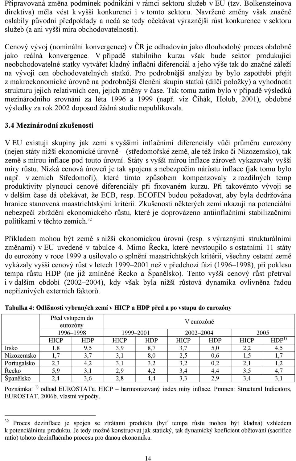 Cenový vývoj (nominální konvergence) v ČR je odhadován jako dlouhodobý proces obdobně jako reálná konvergence.