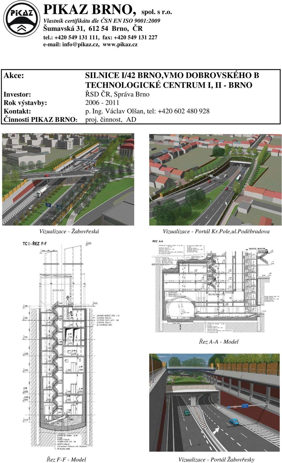 Václav Olšan, tel: +420 602 480 928 Činnosti PIKAZ BRNO: proj.