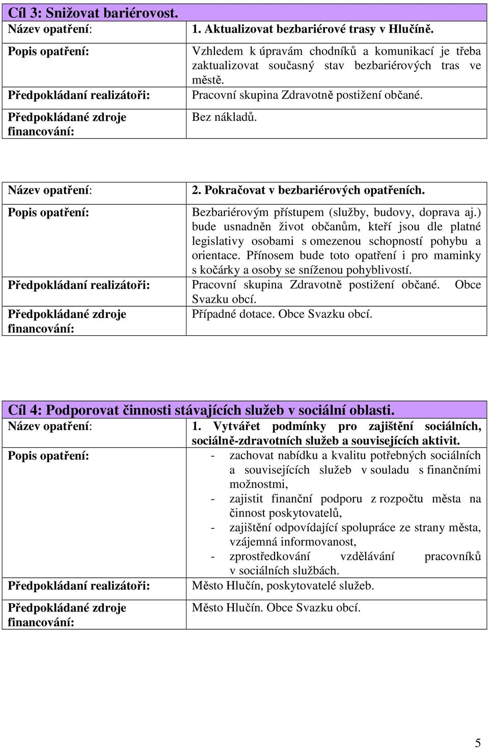 ) bude usnadněn život občanům, kteří jsou dle platné legislativy osobami s omezenou schopností pohybu a orientace. Přínosem bude toto opatření i pro maminky s kočárky a osoby se sníženou pohyblivostí.