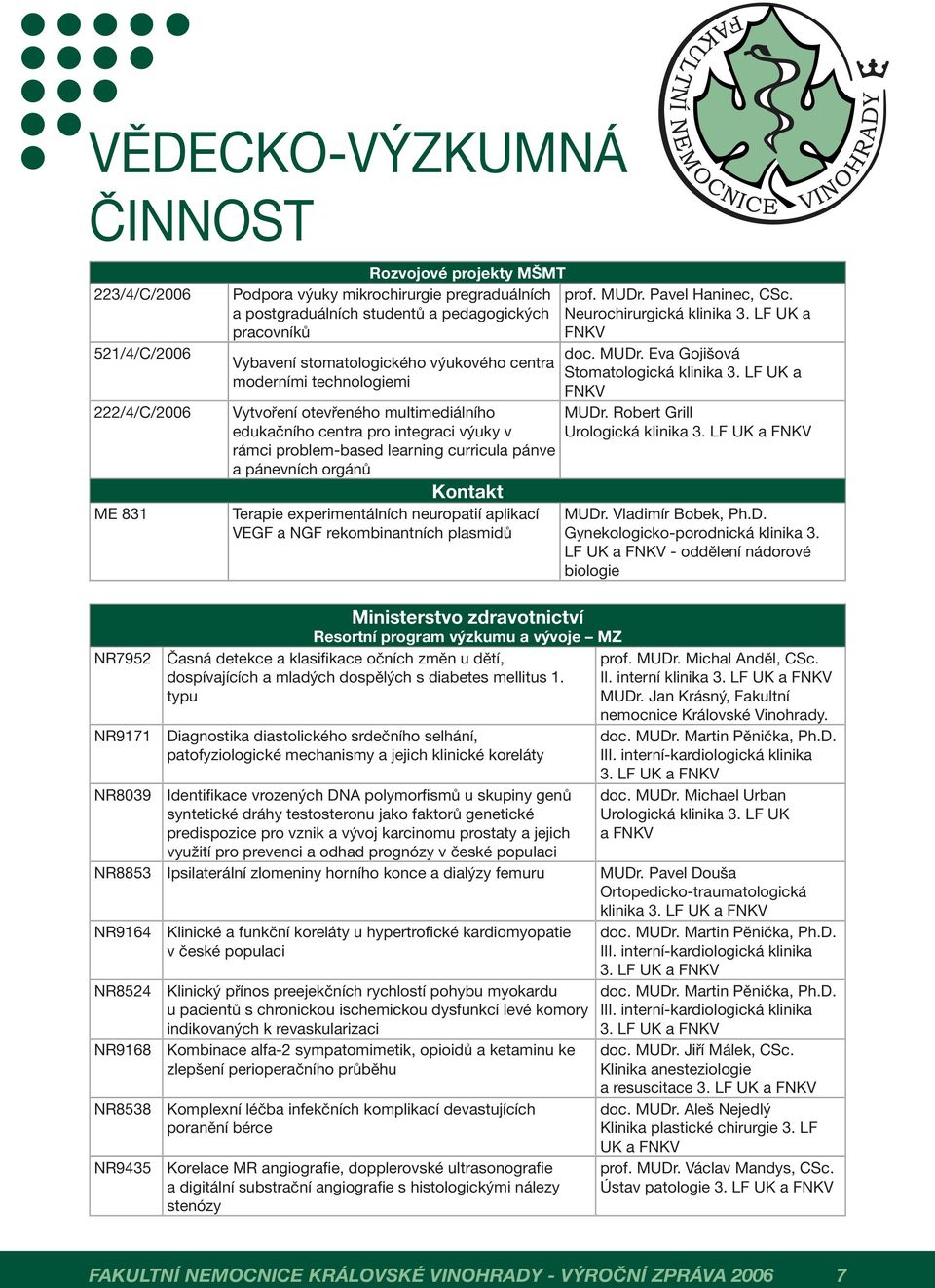 Eva Gojišová Stomatologická klinika 3. LF UK a FNKV Vytvoření otevřeného multimediálního MUDr. Robert Grill edukačního centra pro integraci výuky v Urologická klinika 3.