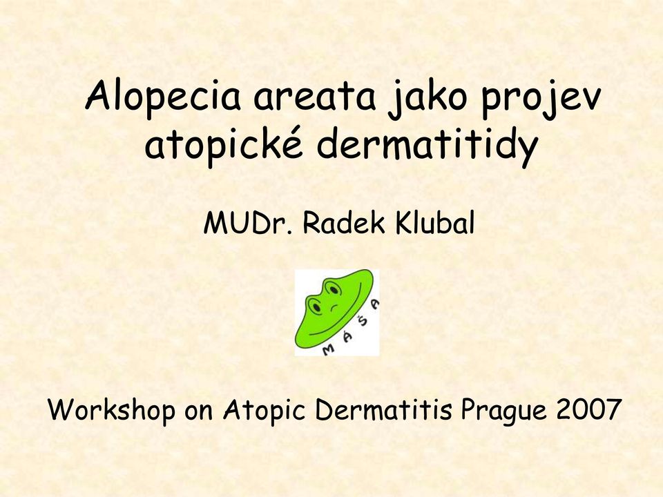 Radek Klubal Workshop on