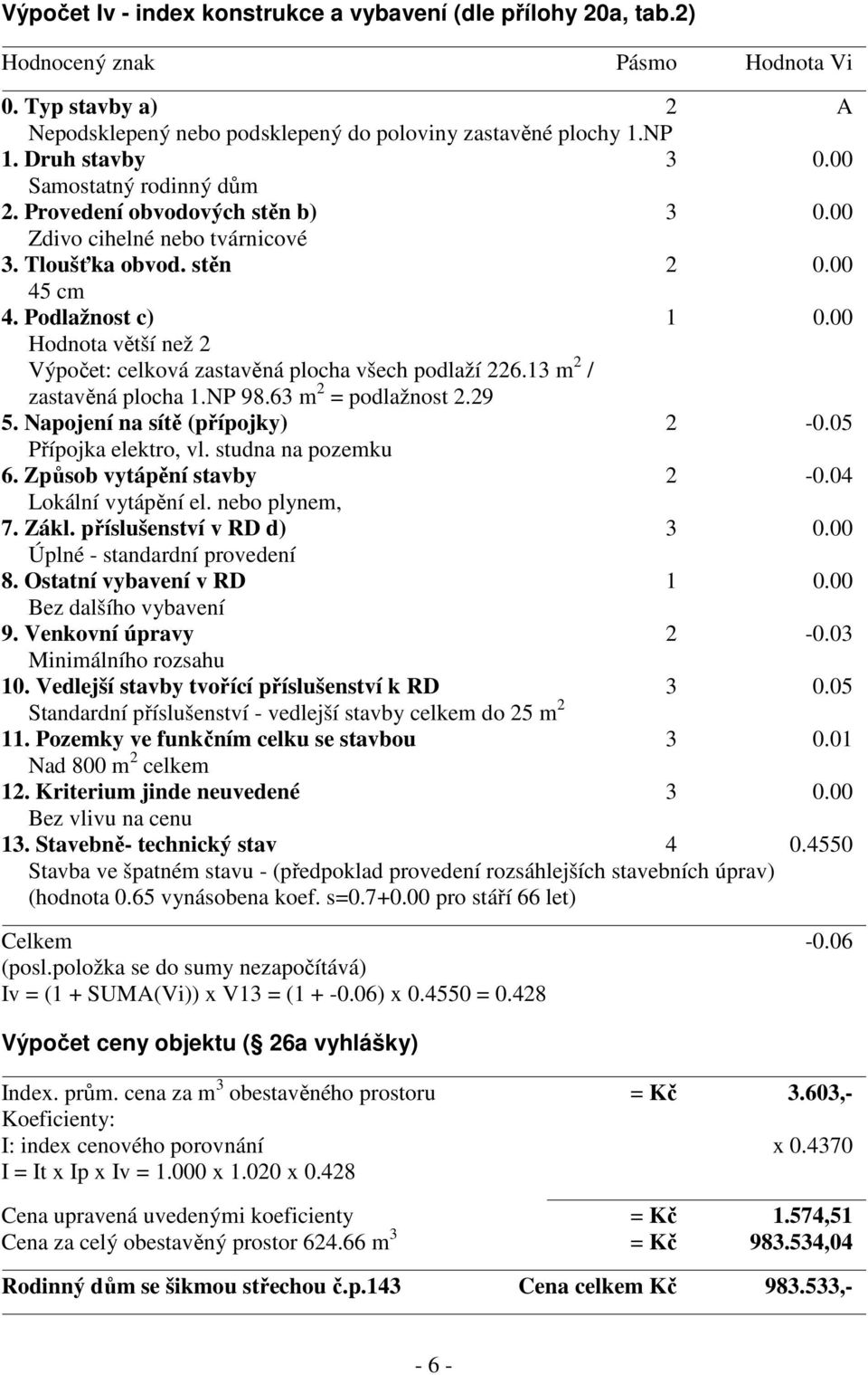 00 Hodnota větší než 2 Výpočet: celková zastavěná plocha všech podlaží 226.13 m 2 / zastavěná plocha 1.NP 98.63 m 2 = podlažnost 2.29 5. Napojení na sítě (přípojky) 2-0.05 Přípojka elektro, vl.