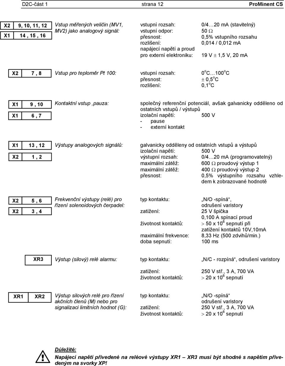 rozlišení: 0,1 o C X1 9, 10 X1 6, 7 Kontaktní vstup,pauza: společný referenční potenciál, avšak galvanicky odděleno od ostatních vstupů / výstupů izolační napětí: 500 V - pause - externí kontakt X1