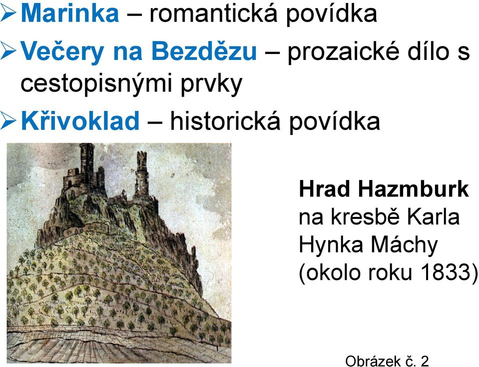 historická povídka Hrad Hazmburk na kresbě