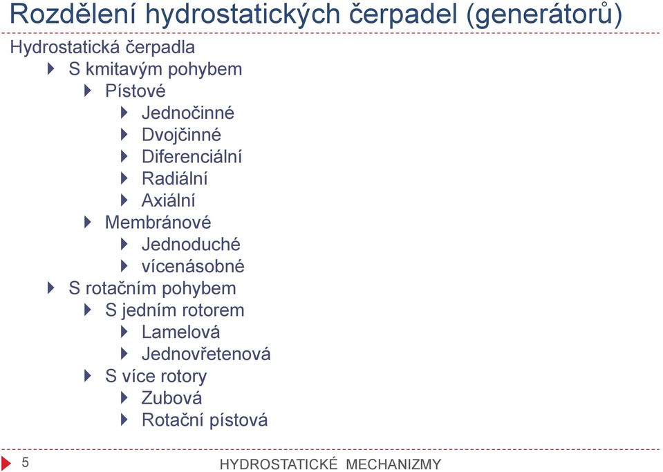 Membránové Jednoduché vícenásobné S rotačním pohybem S jedním rotorem