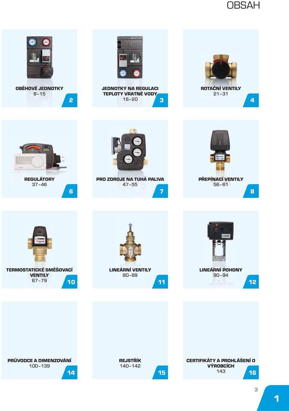 TERMOSTTIKÉ SMĚŠOVÍ VENTILY 67 79 LINEÁRNÍ VENTILY 80 89 LINEÁRNÍ POHONY 90 94 10 11