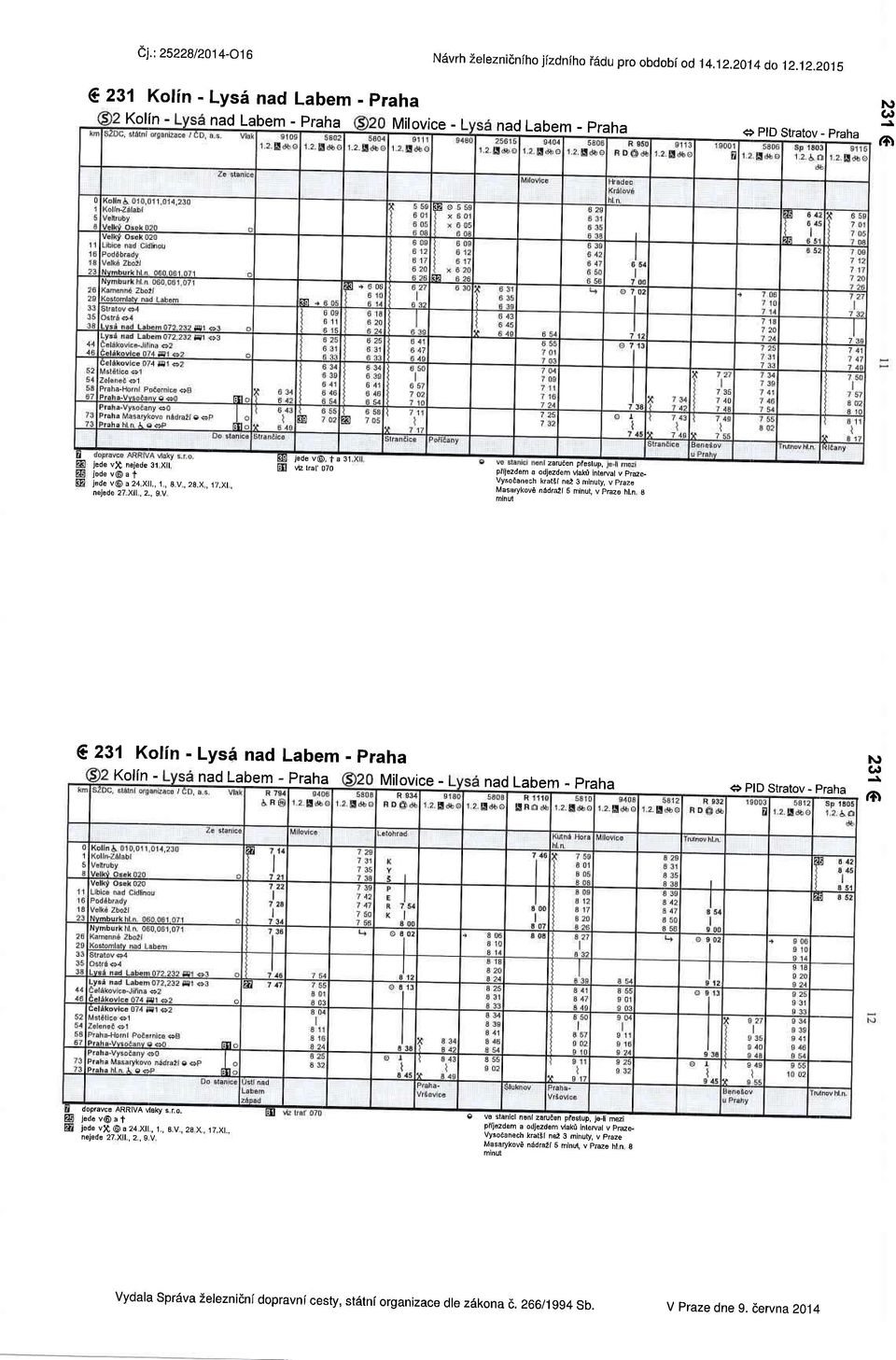 , I V ledev(o,fa31 E tal 070 2arua n pleslup, pftezdem a odjezd m Vaki ihterval v prde VysoEanech kratsi nez 3 minuty, v praze Masarykov6 nadrdt S mihut, v p@o hl.