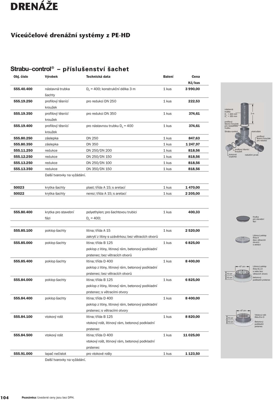 350 pro redukci pro nástavnou trubku D = 400 374,61 374,61 847,63 1 247,97 nástavná trubka D = 400 mm D = 350 mm I profilový těsnící pro nástavnou trubku Strabu-control 3 m vtok/odtok profilový