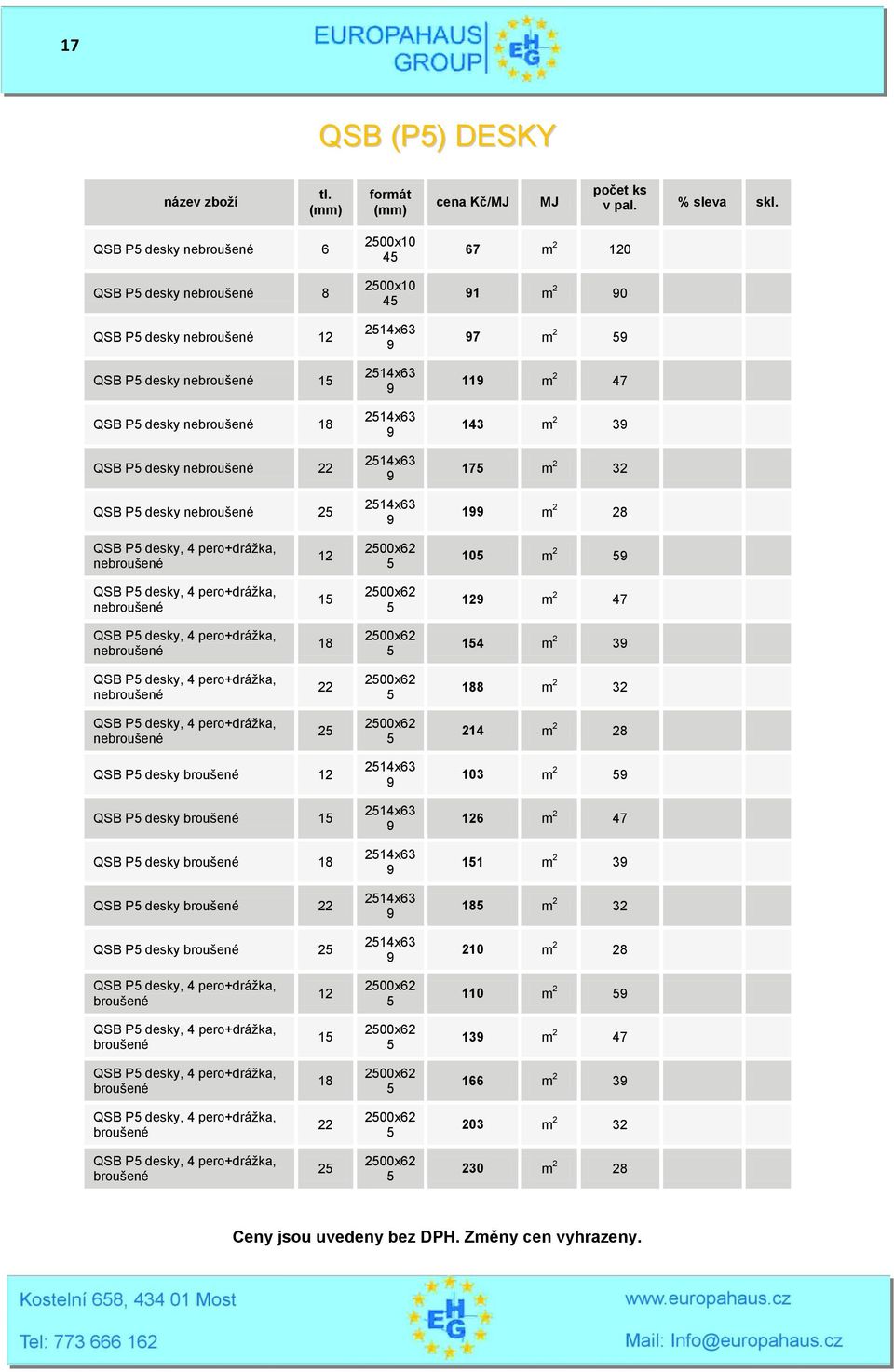 90 97 m 2 59 119 m 2 47 143 m 2 39 175 m 2 32 199 m 2 28 QSB P5 desky, 4 pero+dráţka, 12 2500x62 5 105 m 2 59 QSB P5 desky, 4 pero+dráţka, 15 2500x62 5 129 m 2 47 QSB P5 desky, 4 pero+dráţka, 18