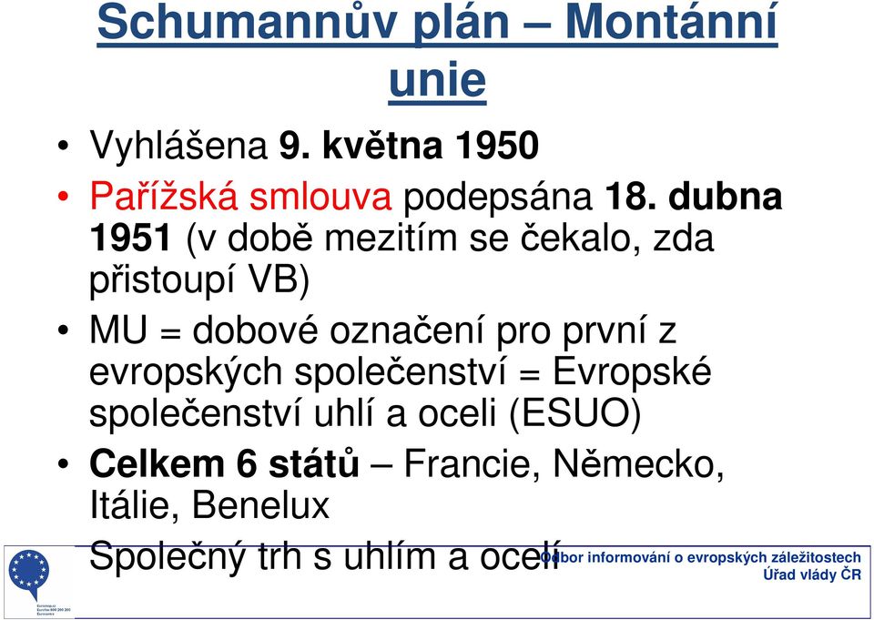 dubna 1951 (v době mezitím se čekalo, zda přistoupí VB) MU = dobové označení