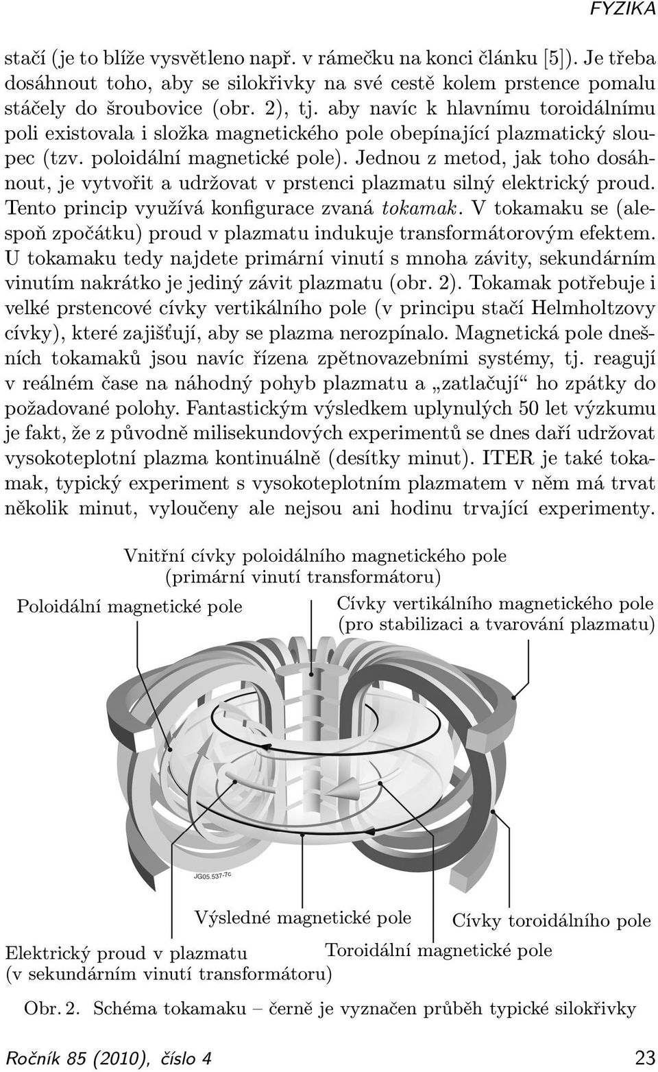 Jednou z metod, jak toho dosáhnout, je vytvořit a udržovat v prstenci plazmatu silný elektrický proud. Tento princip využívá konfigurace zvaná tokamak.