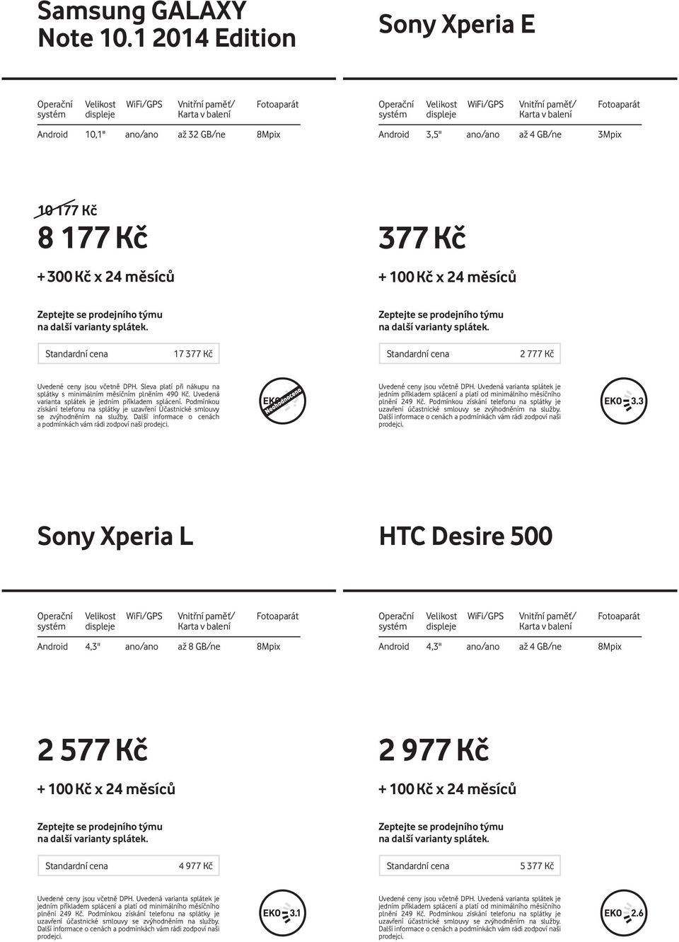 3Mpix 10 177 Kč 8 177 Kč 377 Kč 17 377 Kč 2 777 Kč splátky s minimálním měsíčním plněním 490 Kč.